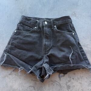 Vintage Y2k Black Frayed Distressed Mini Short Shorts Women's 2 24